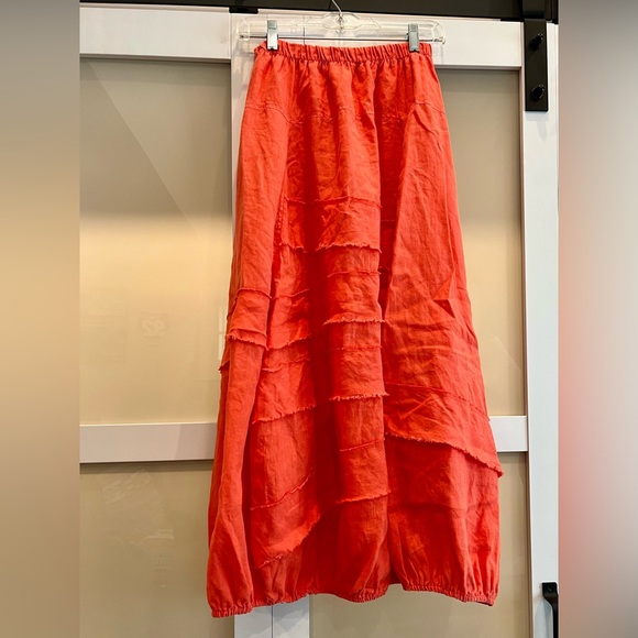 Coral Linen Maxi Skirt - Picture 4 of 8